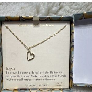 Sterling Silver Open Heart Necklace - Silver